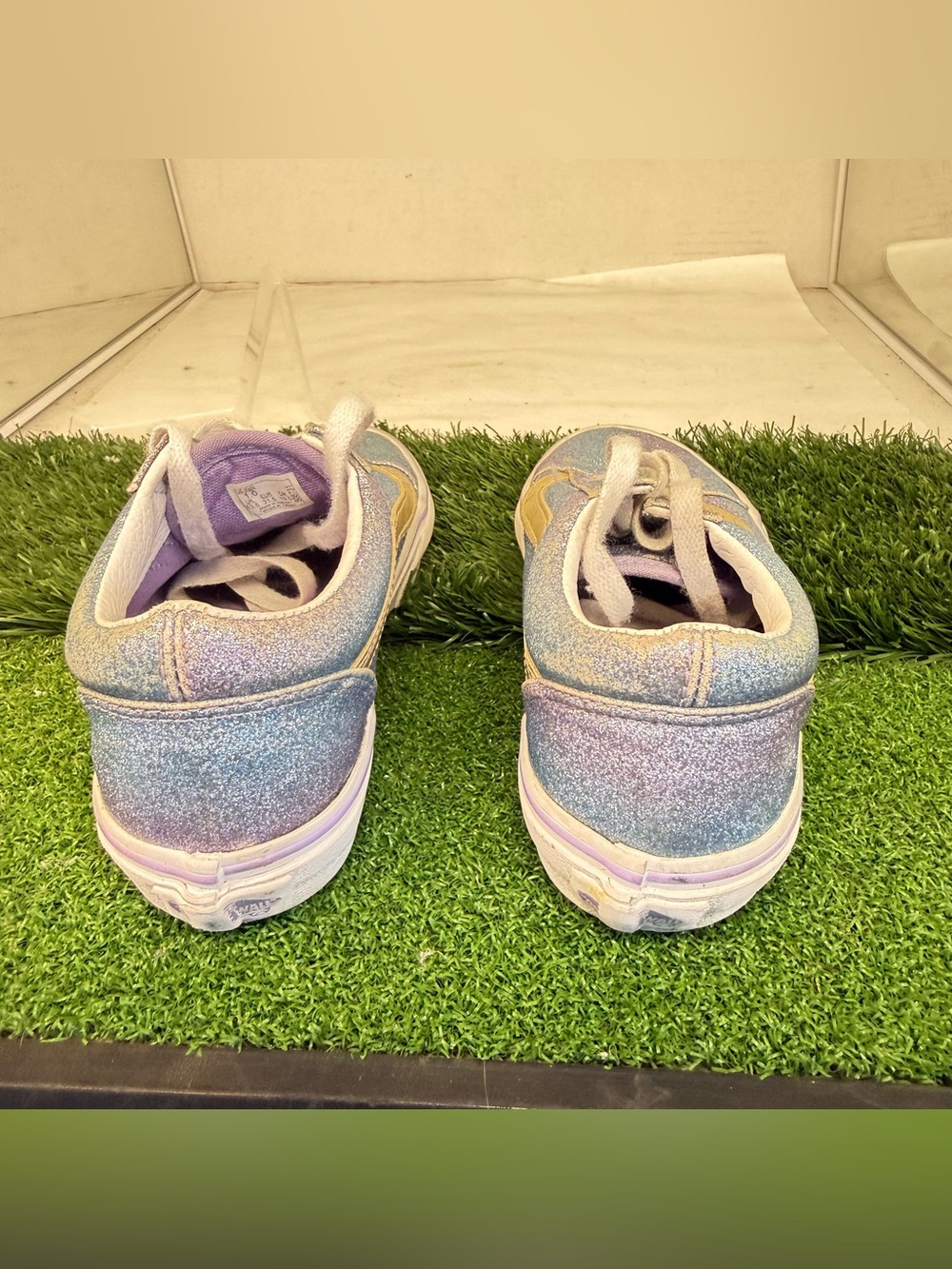 Vans Kids Iridescent Lavender and Gold Glitter Low-Top Sneakers - Picture 4 of 5